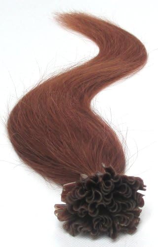 20"(50cm) 100 Strands Straight Pre Bonded U Nail Tip Keratin Fusion Remy Human Hair Extensions 0.5g Per Strand [Set Weight: 50grams] (Color #30 Light Auburn)