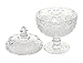 Crown-Embossed Glass Sugar/Candy Dish Bowl with Cover Lid - Transparent