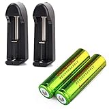 Skywolfeye 18650 Rechargeable Batteries 5000mAh 3.7V Lithium and Li-ion 18650 18500 16340 14500 26650 Universal Smart Battery Charger (2PC Charger+ 2PC 18650 Battery 5000 mAh)