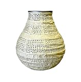 Allsop Home and Garden Soji Stella Pearl Bulb LED Outdoor Solar Lantern, Handmade with Weather-Resistant UV Rated Tyvek fabric, Stainless Steel Hardware, Auto sensor on/off,  for Patio, Deck, Garden, Color (Pearl)