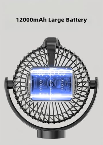2-Pack Magnetic Cruise Approved Fan with LED Display, 12000mAH Battery Operated Fan with Magnet, Timer, Lighting, Fits for Cruise Ship Cabin, Sleeping, Camping, Travel & Cruise Essentials 2026