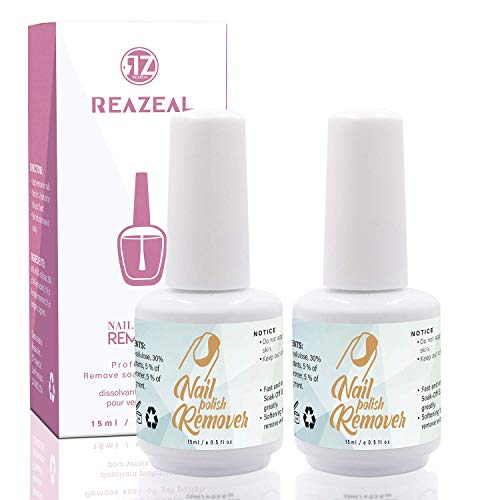 Reazeal 2pcs Magic Nail Polish Remover, Removes Soak-Off Gel Nail Polish, Easily & Quickly,Professional Non-Irritating Nail Polish Remover