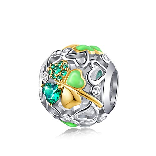 FOREVER QUEEN Lucky Clover Charm Bead 5A Cubic Zirconia 925 Sterling Silver Charms Pendant for Bracelets and Necklace for Women Girls with Elegant Gift Box - Thumbnail 7