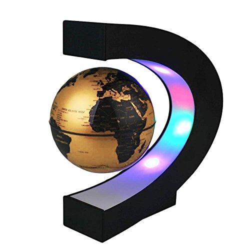 Yamalans C-shaped Magnetic Levitation Floating Rotating Globe Map LED Light Home Decor