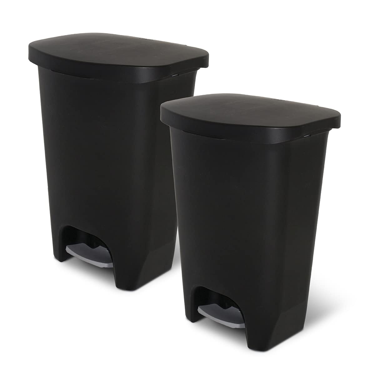 Photo 1 of ***MAJOR DAMAGE*** ***READ CLERK NOTES*** Glad 13 Gallon Trash Can, 2 Pack | Plastic Kitchen Waste Bin with Odor Protection of Lid | Hands Free with Step On Foot Pedal and Garbage Bag Rings, Black, 2 Count
