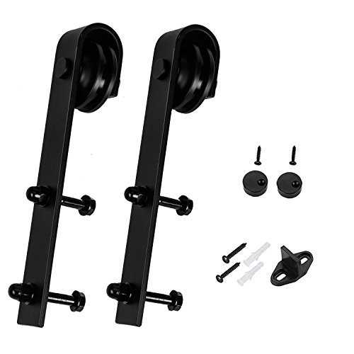 EaseLife Sliding Barn Door Hardware Hangers 2pcs (Black)