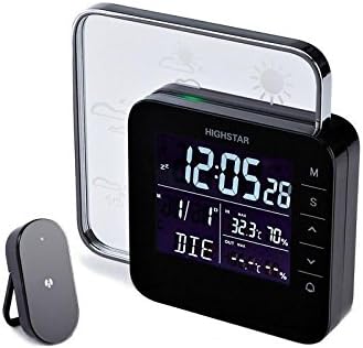 New Upgrade Wireless Temperature Humidity Gauge Weather Station Clock,Large Digital Color Display Indoor/Outdoor Ambient Forecast Thermo-Hygrometer,Date/Time/Week/Alarm for Home