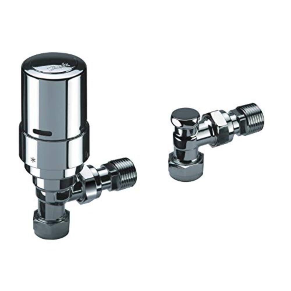 Danfoss RAS-D2 Angle TRV and Lockshield 8/10/15MM-013G6016 for Two-Pipe Domestic Heating Systems - Frost Protection Setting, High Accurate Temperature Control - Bi-Directional Valve (Chrome)