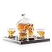 Royal Decanters Skull Shaped Glass Whiskey and Liquor Decanter Gift Set - Includes 4 Double Walled Skull Shot Glasses Also for Brandy Tequila Bourbon Scotch Rum -Alcohol Related Gifts for Dad (750ML)