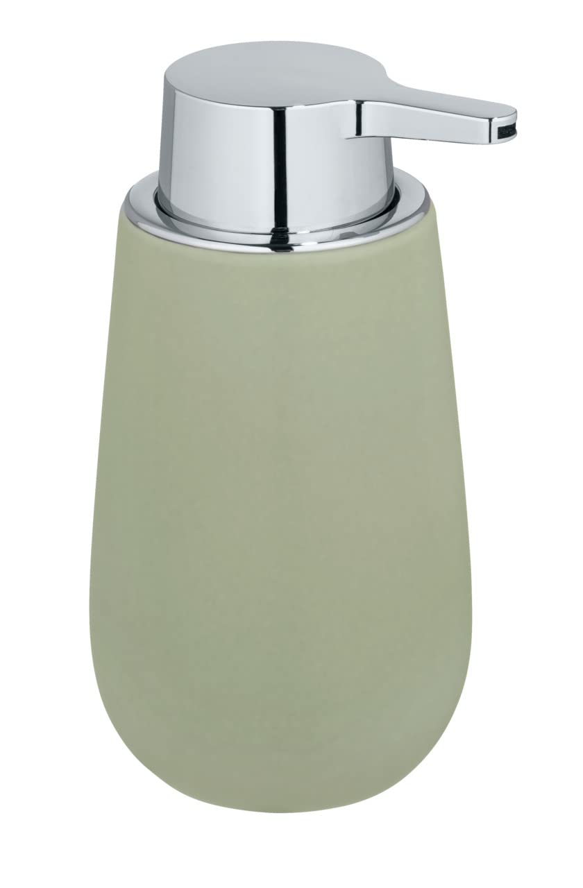 WENKO Badi Liquid Soap Dispenser 0.32 L, Ceramic, Lime Green, 16 x 8 x 9.5 cm