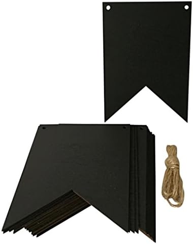Yeefant 16 PCS Wooden Chalkboard Pull Flower Flag Long String Banners Wooden Blackboard,Black, 7.1x5.1x1.3 Inch Hanging Black Vintage Wall Decor Chalkboard Signs DIY Chalkboard Notch Banner Crafts