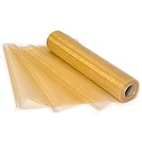 Vsolucky 11.4 inches x 27 Yards Gold Sheer Crystal Organza Fabric Roll Spool Table Runner Chair Sash Swag Wedding Party Car Stair Bow Valance DIY Decor