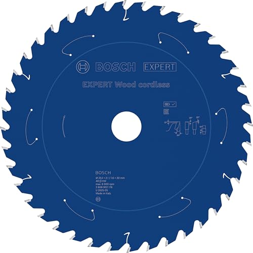 Bosch 1x Hoja de sierra circular EXPERT Wood cordless para sierra de banco (para Madera blanda, Madera dura, Ø mm, Professional Accesorios Sierra circular de banco sin cable)