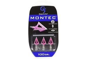 G5 OUTDOORS G5 Montec Pink Archery Hunting Durable Sharp Fixed Blades Steel 1-Piece Construction Screw-In Broadheads for Bow Arrows - Pack of 3