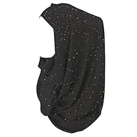 Lina & Lily Shimmer Gold Glitters Chiffon Hijab Scarf (Black)