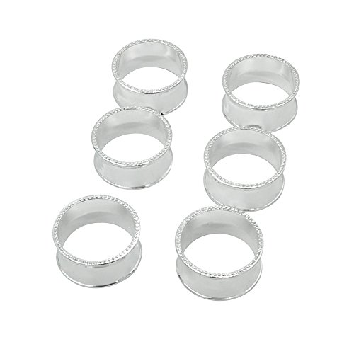 Frjjthchy 6 Pcs Stainless Steel Bead Side Napkin Rings Delicate Serviette Buckles (Silver)