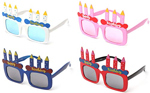 Newbee Fashion-Happy Birthday Cake Candles Shaped Party Sunglasses Fun Boys Girls Birthday Props (One Size Fits All)