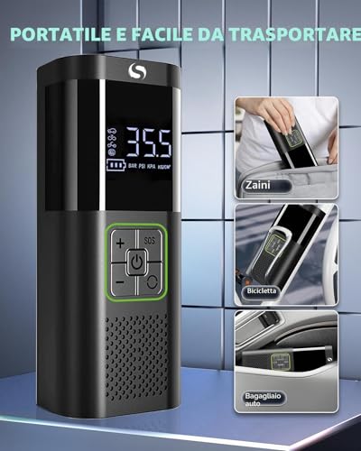 SERVOMASTER Portable Air Compressor, Portable Electric Inflator with Pressure Gauge, Electric Pump is Suitable for Car, Motorcycle, Bicycle, Ball