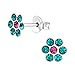 925 Sterling Silver Hypoallergenic Set of 3 Pairs Blue Crystal Flower, Red Lady Bug, Black Cat Stud Earrings for Girls and Womens (Nickel Free) 20509
