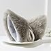 Orecchiette Party's Fur Ears Anime Neko Costume Hair Clip Cosplay Accessories (Light Gray&White)