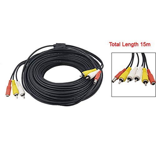Yohii RCA Male to Male Audio Video Power Cable for CCTV Security Camera 50Ft Long
