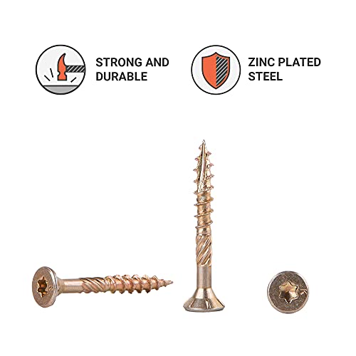 300 Stück gelb verzinkt Stahl 4,0 x 35 mm Holzschrauben Torx Kopf Typ 17 Senkkopf Spanplattenschrauben (300, 4,0 x 35 mm… – Bild 3