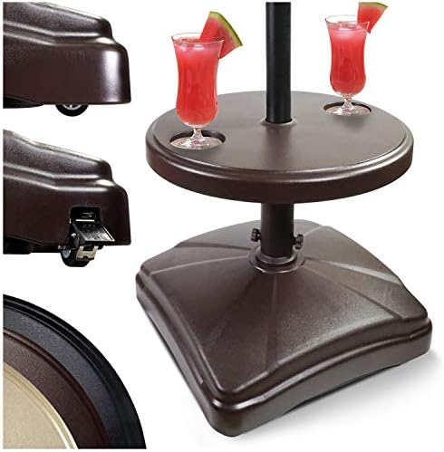 Shademobile Table Umbrella Base W Easy Rolling Outdoor Umbrella Stand Up To 125lb Heavy Duty Universal Design For Weighted Commercial Patio Deck Big Mobile Sun Shade W Hidden Wheels Bronze Buy