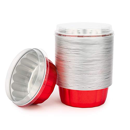8 oz Disposable Ramekins, Beasea 50 Pack Aluminum Foil Cups with Lids