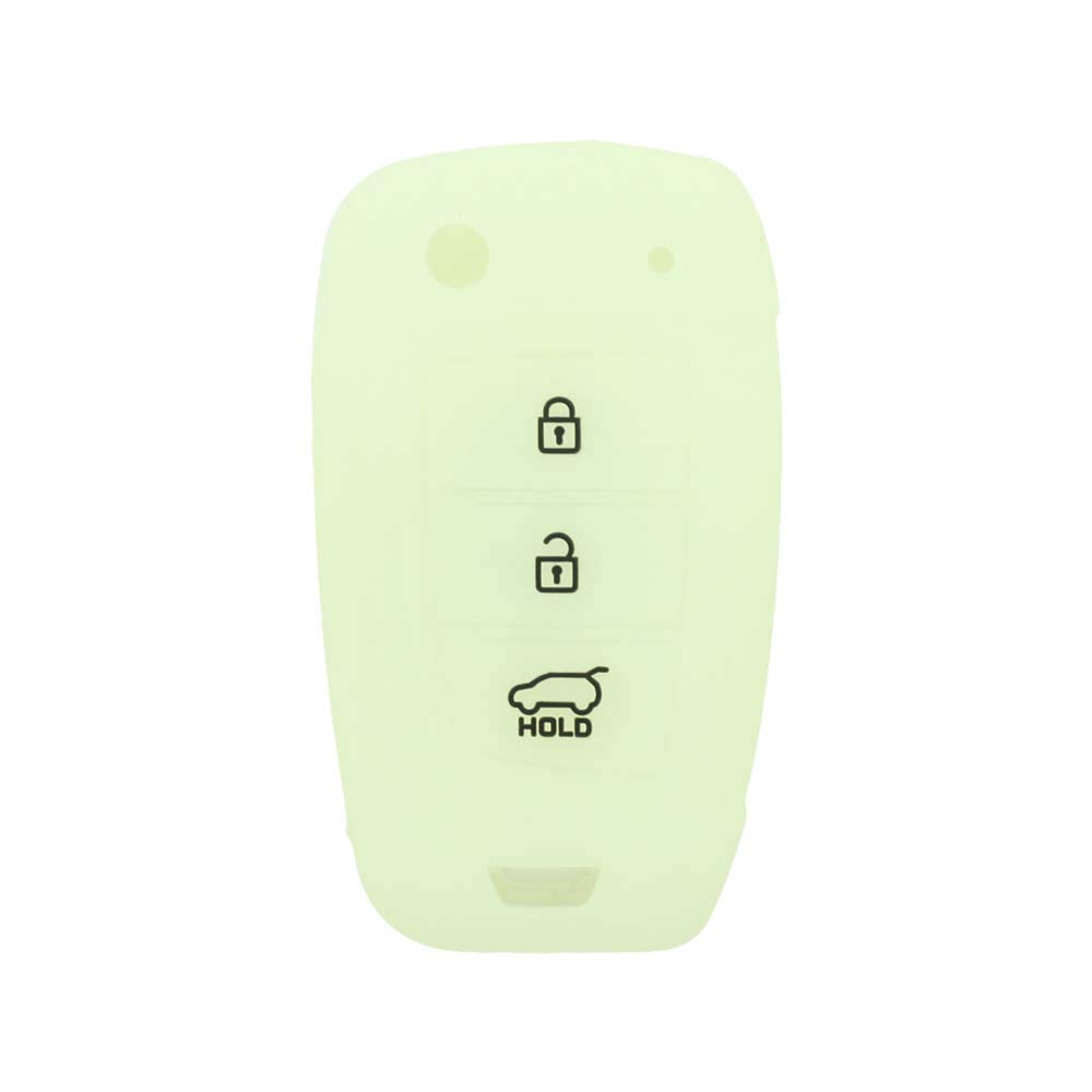 BROVACS Night Glow Silicone Cover Protector Case Holder Skin Jacket Compatible with HYUNDAI 3 Button Flip Remote Key Fob CV2156 Translucent