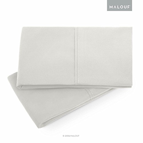 MALOUFDouble Brushed Microfiber Super Soft Luxury Pillowcase Set - Wrinkle Resistant - King Pillowcases - Set of 2 - Driftwood