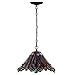 Bieye L10059 17-inches Baroque Tiffany Style Stained Glass Ceiling Pendant Fixture (Red)