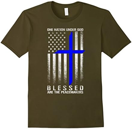 Men's One Nation Under God Blessed Are The Peacemakers T-shirt Large Olive