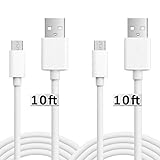 PS4 Controller Charging Cable, [10FT 2 Pack]High Speed Micro USB Sync and Charge Cables for Playstation 4 Controller and XBOX ONE Controller 3M Play - White