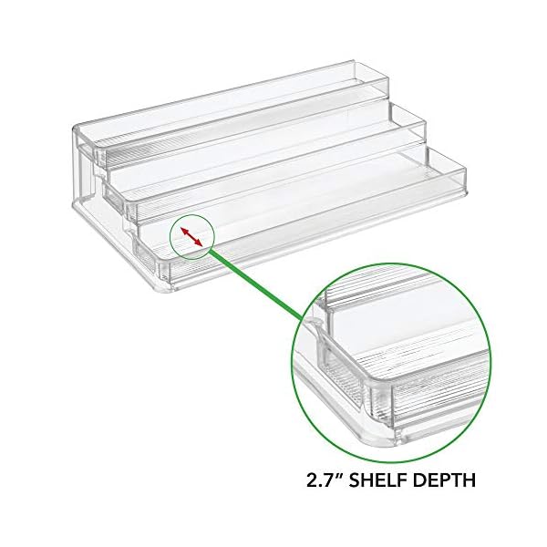 mDesign-Set-of-2-Extendable-Cupboard-Storage--Triple-Tiered-Plastic-Kitchen-Shelf-Organiser--Use-as-Spice-Rack-Food-Storage--Clear mDesign Set of 2 Extendable Cupboard Storage – Triple-Tiered Plastic Kitchen Shelf Organiser – Use as Spice Rack, Food…