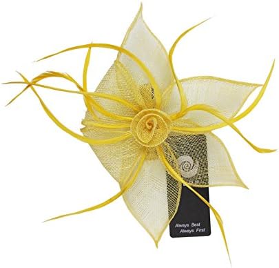 ABPF Mini Pillbox Ladies Sinamay Clip Fascinators Kentucky Ascot Derby Tea Racing Church Wedding Hats (Yellow)