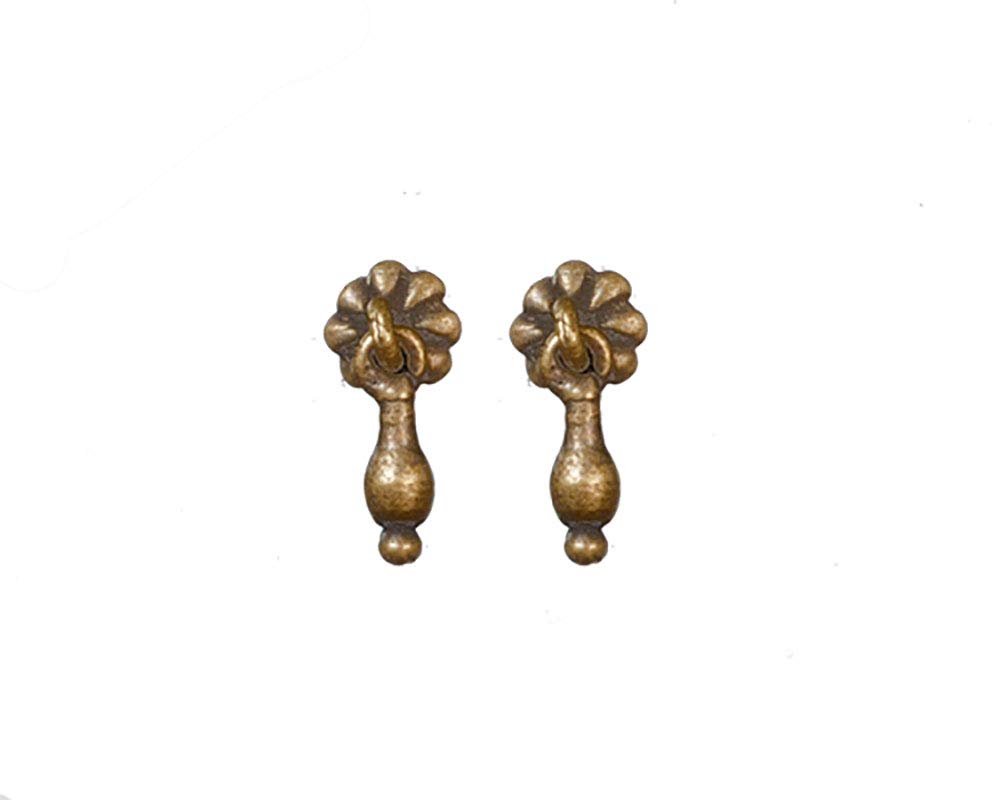 Photo 1 of Melody Dollhouse Antique Brass Cabinet Door Drawer Handles 1:12 Miniature