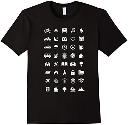 Mens Icon Travel Shirt - Speak with Icons! Funny T-Shirt Gift Medium Black