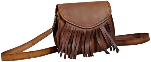 IndianHandoArt 10" Inch Distressed Vintage Style Genuine Brown Leather Cross Body Shoulder Handmade Purse Tote bag for Women
