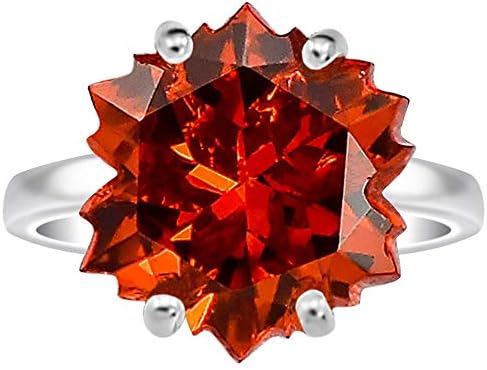 Desiregem Padparadscha Sapphire Lab Created 13x13 MM Flower Fancy Shape 925 Sterling Silver Ring Size 6-10 DGR1084_B