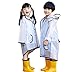 PERTTY Kids Rain Poncho Boys Raincoat Girls Durable Translucent Rain Cape, Outdoor Accessory for Travel, Picnic, Camping, Portable Rain Wear with Hat Hood Unisex for Children, Transparent (L)