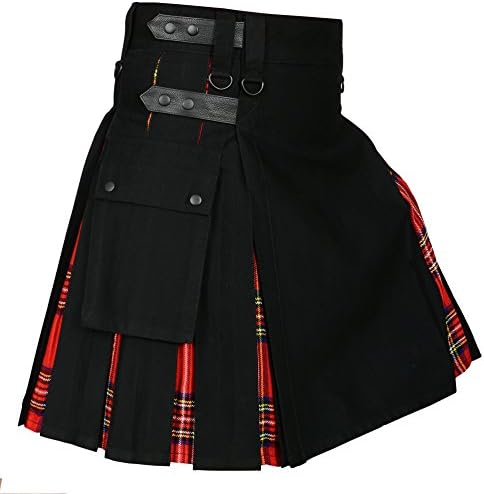Men ' s Hybrid Utility Kilt Black & Irish Tartan