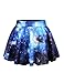 Womens Blue Galaxy Cosmos Digital Print Stretchy Flared Pleated Casual Mini Skirt Blue Galaxy One Size