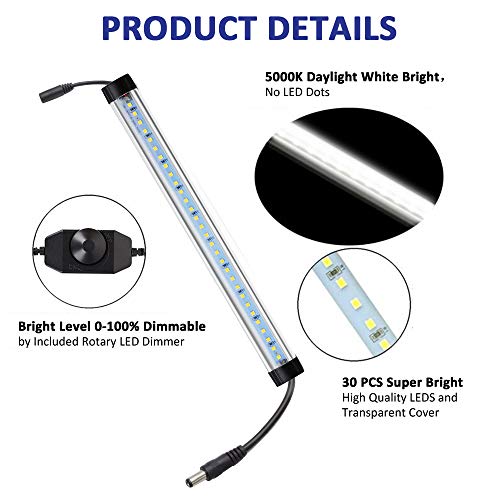 CNSUNWAY LIGHTING LED Under Counter Lighting Fixture, 12 Inches Dimmable Light Bars, 32W 2400LM Super Bright, 5000K Daylight for Kitchen,Cabinet,Shelf Lights, Plug and Play, Dimmer Included -4 Pack
