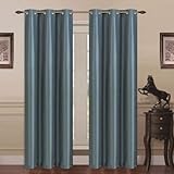Cool Blue Blackout Thermal Grommet Solid Window Curtain 84"