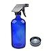 2 Pack 16 oz Blue Glass Spray Bottles with Black Trigger Sprayer.Refillable Glass Bottles for Essential Oils,Cleaning Products,Aromatherapy,Organic Beauty Products.Stream and Spray Settings Available