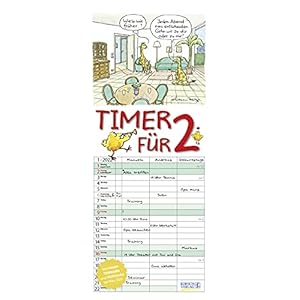 Timer für 2 2022: Familienplaner mit 3 breiten Spalten. Familienkalender mit Tier-Comics, Ferienterminen, Vorschau bis…
