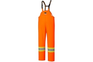 Pioneer Waterproof FR Oil & Chemical Resistant Rain Bib Pants for Men - Lightweight Safety Work Overalls - Class 3 - Orange
