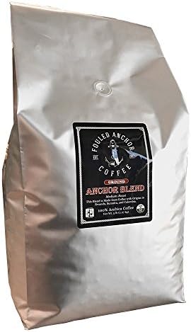 Ground Organic Coffee by Fouled Anchor, Medium Roast, Fair Trade, Great Tasting Small Batch Roasted, 5 lb bag