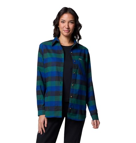 Columbia Womens Port Hope Peak Flannel, Rain Forest, Medium