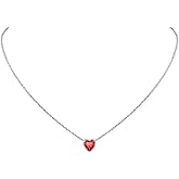 925 Sterling Silver Pendant Necklaces for Women, Heart/Round Birthstone Necklaces Birthday Jewelry for Mother Wife Daughter (with Gift Box)